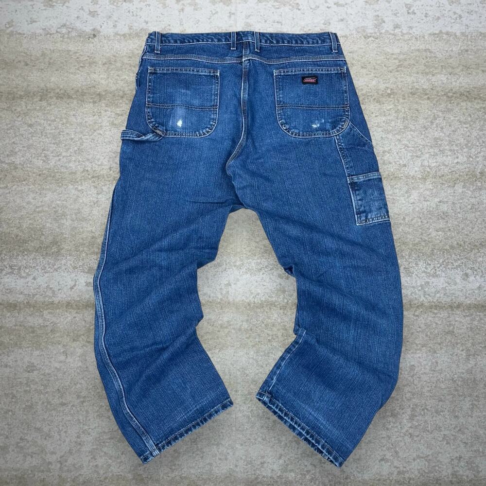 Vintage 90s Dickies Carpenter Jeans 38x32 Baggy Dark Wash Work Wear Red Label